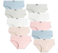 Domee Culotte Shorty sous-vêtement Coton Ado Fille Lot de 10 Nœud Papillo 11-13 Ans ((Taille Fabricant: L)