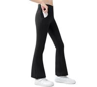 Domee Leggings Yoga Fluide Pantalon Flared Bootcut Sport Bootleg Jogging Fille Nuit Noire 10-12 Ans (Taille Étiquette 150)