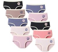 Domee Lot de 10 Culottes en Coton pour Adolescentes, 9-10 Ans