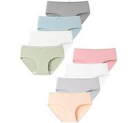 Domee Slip sous-vêtements Coton Uni Culotte Fille Lot de 8 Multicolore 10-11 Ans (Taille Fabricant M)