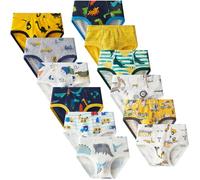 Domee Slips sous-vêtements Pur Coton Dinosaure Garçon Enfant Lot de 12 Multicolore 2-3 Ans (Taille du Fabricant 100)