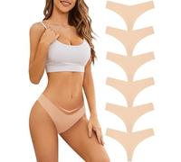 Domee Tangas sans Couture String Invisible Bikini Culotte Femme Lot de 6 String Teint M