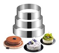 Domeilleur 3 pcs Cercle a Patisserie 20 23 26 cm, Cadre Pâtissier Rond INOX Argent, Moule Cercle à Gateau Cookie Cutter Cadre Moule Entremet Fondant Gelée Gâteau Mousse Argent Accessoire Patisserie