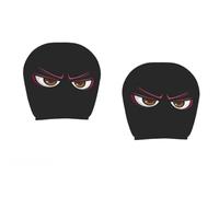 DomeMingle 1 paire de housses d'appui-tête de voiture drôles, mignons yeux de dessin animé, ajustement universel pour siège de voiture pour décoration d'Halloween, lavable et élastique