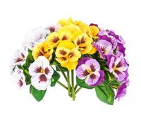 Doment Lot de 6 pensées artificielles pour extérieur, résistantes aux UV, fleurs de printemps en vrac pour maison, centres de table, fenêtre, jardinière, patio, porche, décoration