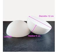 Dômes pleins en polystyrène - LEALOO - Lot de 2 - 12 cm de diamètre - 6 cm de haut - Blanc