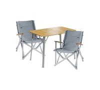 DOMETIC - Lot de 2 chaises de camping Gris et 1 table de camping Bamboo - Pliable - Aluminium - Compact Camp