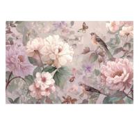 DOMEVISTA Papier Peint Fleurs Corail Oiseaux Bleus Papillons 400 x 260 cm | chaleureux élégant raffiné mural salon chambre vivant naturel poétique décoratif; Fabriqué en Allemagne; colle incluse.