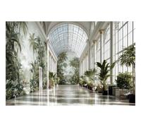 DOMEVISTA Papier Peint Intissé Galerie Jardin Tropical 450 x 280 cm | Architecture claire, feuillage artistique, perspective élégante et sensation d’espace; Fabriqué en Allemagne; colle incluse.