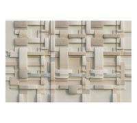 DOMEVISTA Papier Peint Intissé Géométrique 3D Blanc Beige 400 x 260 cm | blocs en relief lignes architecturales tons neutres effet mural structuré et élégant; Fabriqué en Allemagne; colle incluse.