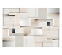 DOMEVISTA Papier Peint Intissé Géométrique Moderne Minimaliste 200 x 149 cm | architecture lignes grille design épuré contemporain structure graphique murale salon; Fabriqué en Allemagne; colle incluse.