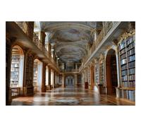 DOMEVISTA Papier Peint Photo Intissé Bibliothèque Palais Bois Or 450x280 cm | Parquet Arches Galerie Étagères Livres Lecture Baroque Château Architecture Colonnes Marbre Escalier Arcades; colle incluse.