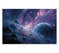 DOMEVISTA Papier Peint Planète Astéroïdes Galaxie Violet 500 x 280 cm | cosmos rochers étoiles profondeur nocturne; Fabriqué en Allemagne; colle incluse.