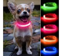 Domi Collier à Del pour Chien et Chat - Rechargeable par USB - Phosphorescent - Collier réfléchissant et Clignotant réglable pour Vos Petits Chiens et Chats (XS, Rose)