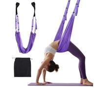 Domial Bande élastique de yoga - Sangle de suspension de porte en polyester et coton - Violet - Pour étirement de yoga, ouverture d'épaule de ballet, pilates, spagat de danse et renforcement du cœur