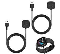 Domicubes 2 Pack Chargeur Compatible Avec Fitbit Versa 4/Versa 3/Sense 2/Sense, Station De Charge Magnétique Pour Montres Connectées, 1 M, Noir