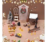 Domigard Decoration Noel Kit Lutin Farceur - 42 Accessoires Inclus avec Lettres de Lutin Lumineuses,Porte de Fée, Porte D'elfe, Chantier, Cheminée, Chevalet, Panneaux pour Noël, Calendrier