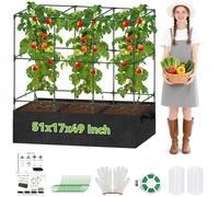 Domigard Jardiniere Exterieur Grande Taille 129x124 cm avec 174L Carre Potager & Support Plante Grimpante, Appartenant à Bac Potager Exterieur Interieur