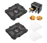 Domigard Lot de 2 accessoires de friteuse à air chaud avec 2 grilles réutilisables en acier inoxydable sans BPA pour Ninja SL401 - Convient pour le remplacement du papier sulfurisé à double zone