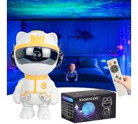 Domigard Projecteur Ciel Etoile, Chat Mécanique Projecteur Galaxie avec Nébuleuse et Télécommande, Rotation à 360 ° Lampe Projecteur Galaxie Cadeau pour Les Enfants (Blanc)