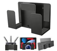 Domigard Support Mural pour PS5, Tablette, Ordinateur Portable, Clavier etc - Design à 2 Couches - Universelle Étagère Murale en Métal pour 2 Appareils Épaisseur < 4 cm