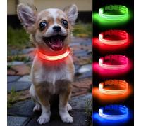 DOMIGLOW Collier LED pour chien et chat - Rechargeable par USB - Collier lumineux réglable et réfléchissant pour animal domestique - Pour garder vos chiens et chats vus et en sécurité dans l'obscurité