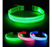 DOMIGLOW Collier lumineux pour chien - Collier LED réfléchissant rechargeable par USB - Collier lumineux et résistant à l'eau pour promenade de nuit et camping (vert, taille M)