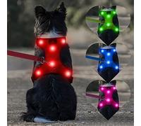 DOMIGLOW Harnais lumineux pour chien - Gilet LED rechargeable, harnais de sécurité lumineux anti-traction pour promenade de nuit et camping (rouge, taille L)