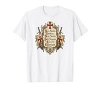 Domine des Templiers Non Nobis T-Shirt Graphique avec Valeur, Homme, Blanc, L
