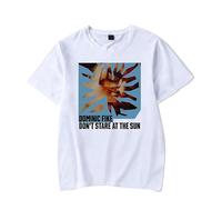 Dominic Fike Don't Stare at The Sun T-shirt décontracté col rond T-shirt tendance rétro classique manches courtes, blanc, L