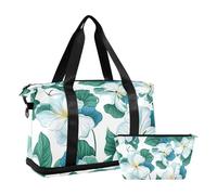 Dominica Bois Caraibe Beauty Flower and White Bagage Sac de voyage Sac de sport avec trousse de toilette pour salle de sport pliable, Dominique Bois Caraibe Beauty Flower et blanc, taille 1, Dominique