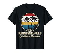 Dominican Republic Santo Domingo Retro Sunset Graphic T-Shirt Graphique avec Valeur
