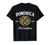 Dominique Est. 1978 Couronne de Laurier avec Blason du Drapeau des Caraïbes T-Shirt
