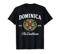 Dominique Est. 1978 Couronne de Laurier avec Blason du Drapeau des Caraïbes T-Shirt Graphique avec Valeur