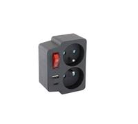Chacon Biplite Domino 2x16A + 1x USB-A + 1x USB-C avec interrupteur noir