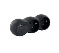 Domino 2x16A + USB-A/C - noir - Chacon