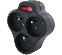 Domino 3x16A + Interrupteur - Noir - Chacon