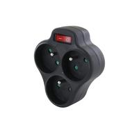 Domino 3x16A + Interrupteur - Noir - Chacon