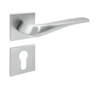 domino ADEL-QR SLIM M6 Poignée de porte PZ - Cylindre profilé - Avec rosaces carrées PZ - Pour porte de chambre, de bureau, de cave et porte intérieure - En aluminium chromé