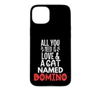 Domino avec nom de Chat - All You Need is Love! Coque pour iPhone 15 Plus