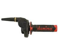 Domino commande gaz off road crossenduro mod. HR Cross 2T - Complet de couvre-gaz et poignée bicolore noir et rouge Matériau : aluminium noir. Mono Câble vitesse : 1,9 °mm Course maximale : 50 mm.