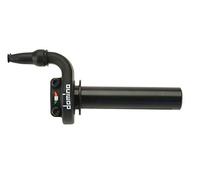 Domino commande gaz off road crossenduro Mod. KRE 03 RAPIDO - Démodromique - Sans manette - Matériau : aluminium noir - 2 câbles pushpull - Rapidité : 2,6 ° mm - Course max : 45 mm