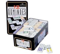 Domino Couleur Double 12 en Boîte en métal 91 Pièce avec Colorés à pois