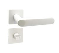 domino Denver-QR SLIM White Poignée de porte de WC - Rosace carrée pour portes de salle de bain - Garniture de porte en aluminium - Blanc