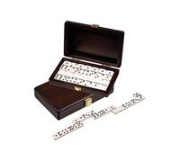 Domino double 6 boîte en noyer 20x12.5cm