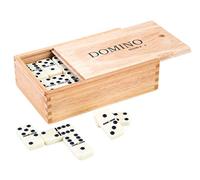 Engelhart Coffret de dominos Double 9 - Boîte en bois, 55 pièces, 50 x 25 x 10 mm, avec spinners