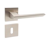 Domino ELENA QR SLIM SN Poignée BB-Buntbart Set | Rosace Carrée | Pour Chambre, Bureau, Cave et Intérieur | Aluminium | Nickel Satiné