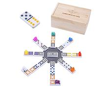 Domino Enfant Train Mexicain Double 12-91 Points, 8 Trains, Coffret Bois | Jeu De Societe Enfant Pour 2 A 8 Joueurs - Pieces 50 X 25 X 9 Mm, Coffret Bois, Strategie, Logique, Concentration, Des 3 Ans