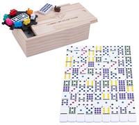 Domino Enfant Train Mexicain Double 9-55 Points, 8 Trains, Coffret Bois