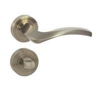 domino ENIGMA-R M3 Poignée de porte de WC - Kit de poignée de porte ronde pour porte de salle de bain WC - Rosace - Poignée de porte en aluminium bronze